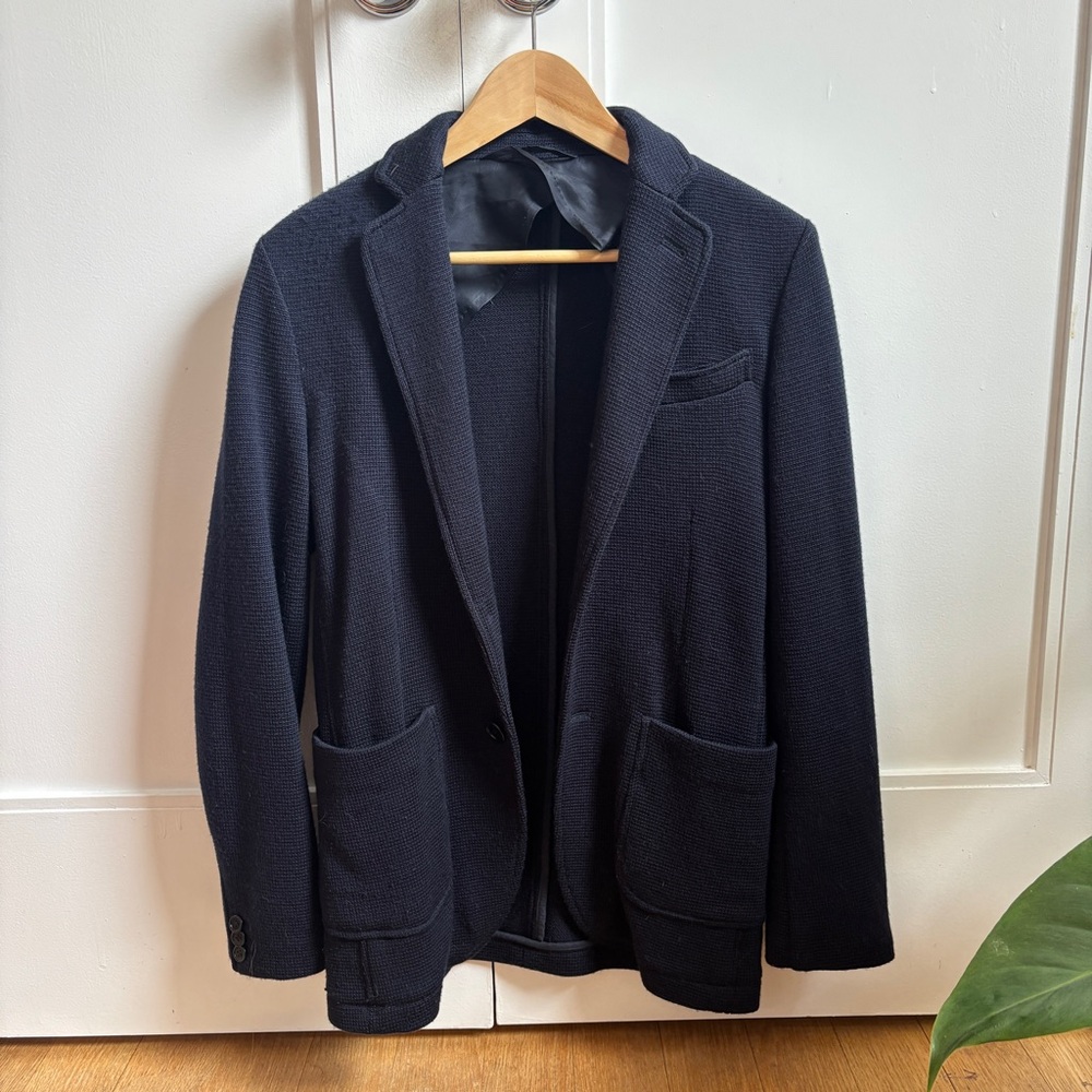 ASPESI knitted men’s navy blue wool blazer